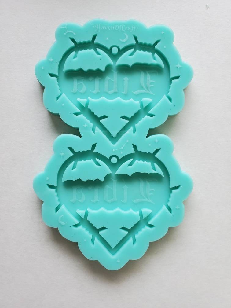 Made to order - Libra Barbed Heart earring silicone mold -shiny silicone mold
