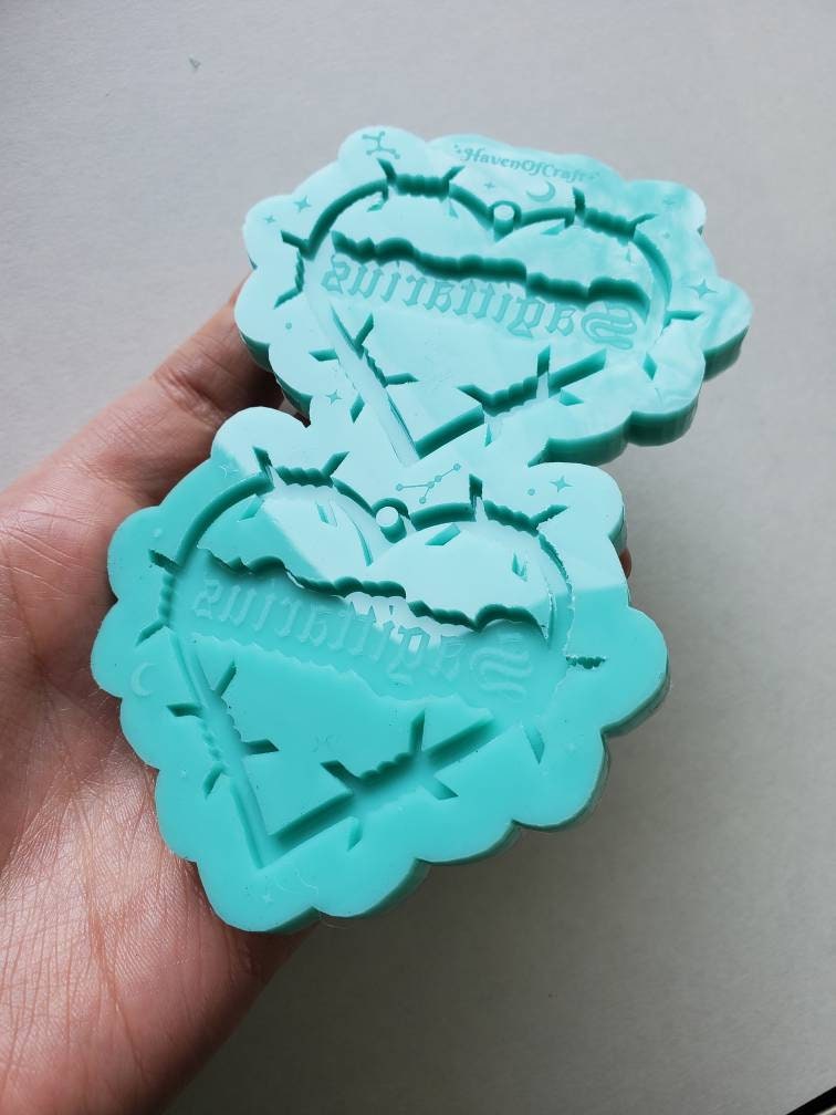 Made to order - Sagittarius Barbed Heart earring silicone mold -shiny silicone mold