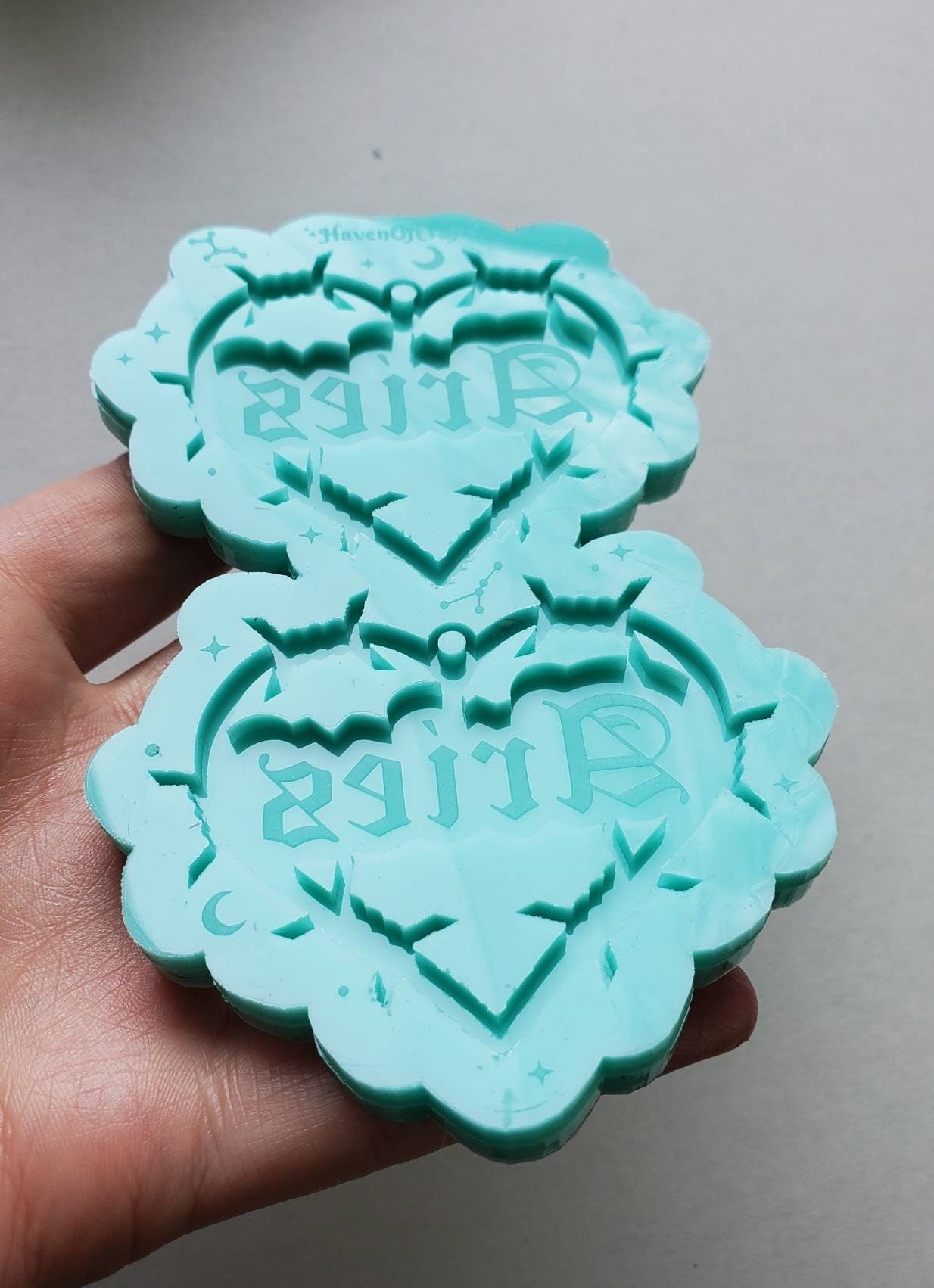 Made to order - Aries Barbed Heart earring silicone mold -shiny silicone mold