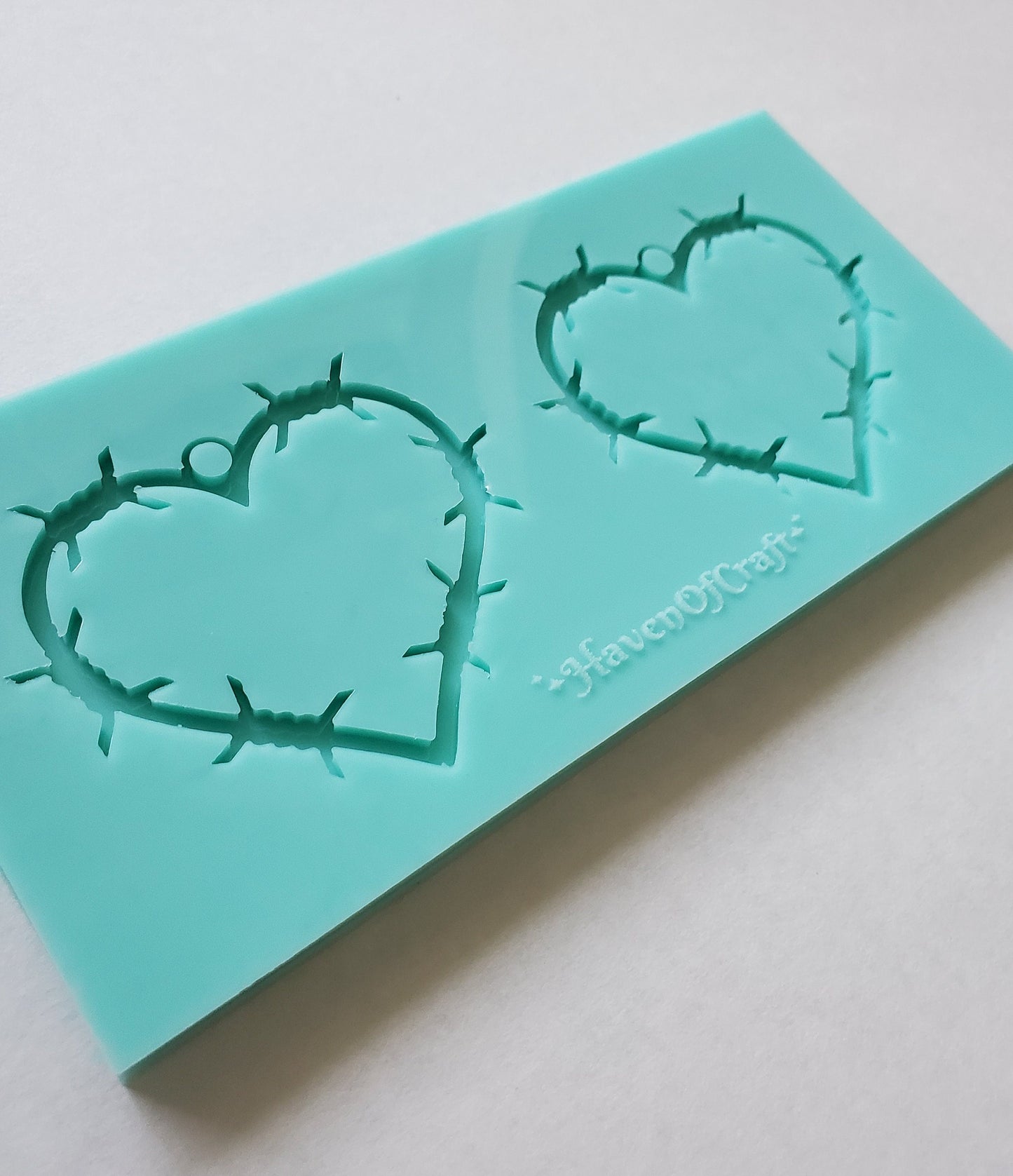 Made to Order - Barbed Wire Heart Earring shiny silicone mold - 2 sizes available