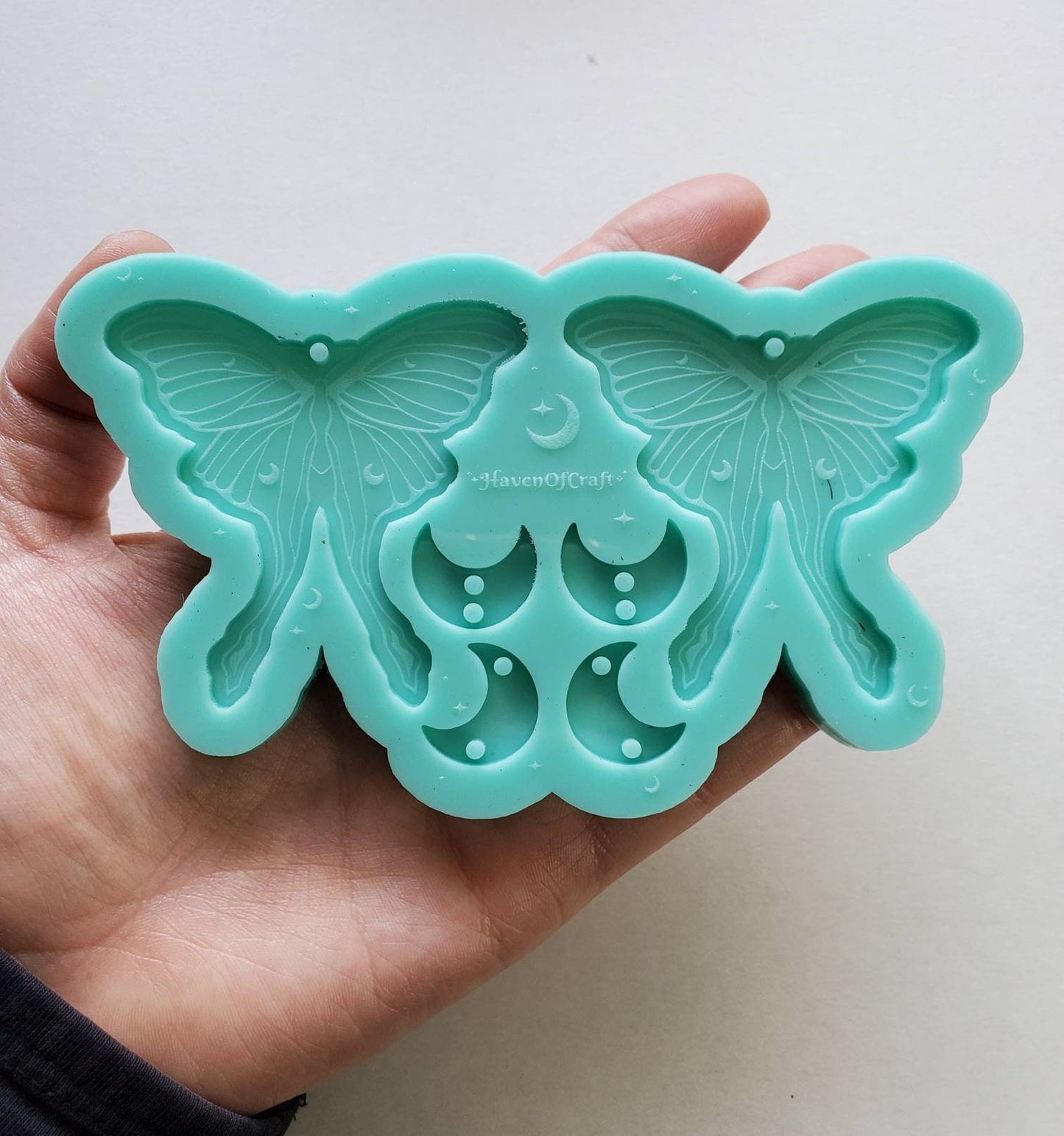 Made to order - Luna moth and moon earring silicone mold -shiny silicone mold