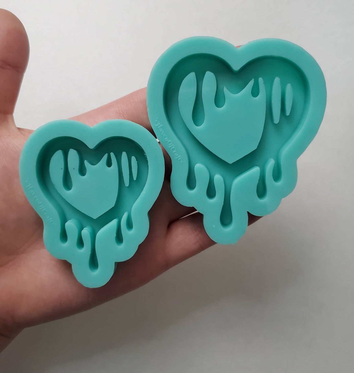 Made to Order - Thick Drip Heart Shaker Mold 2 Sizes - shiny silicone mold
