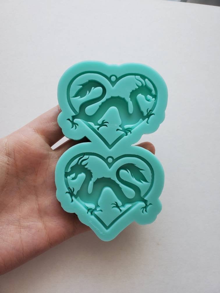 Made to Order - Shiny dragon heart -Silicone mold made with acrylic blank