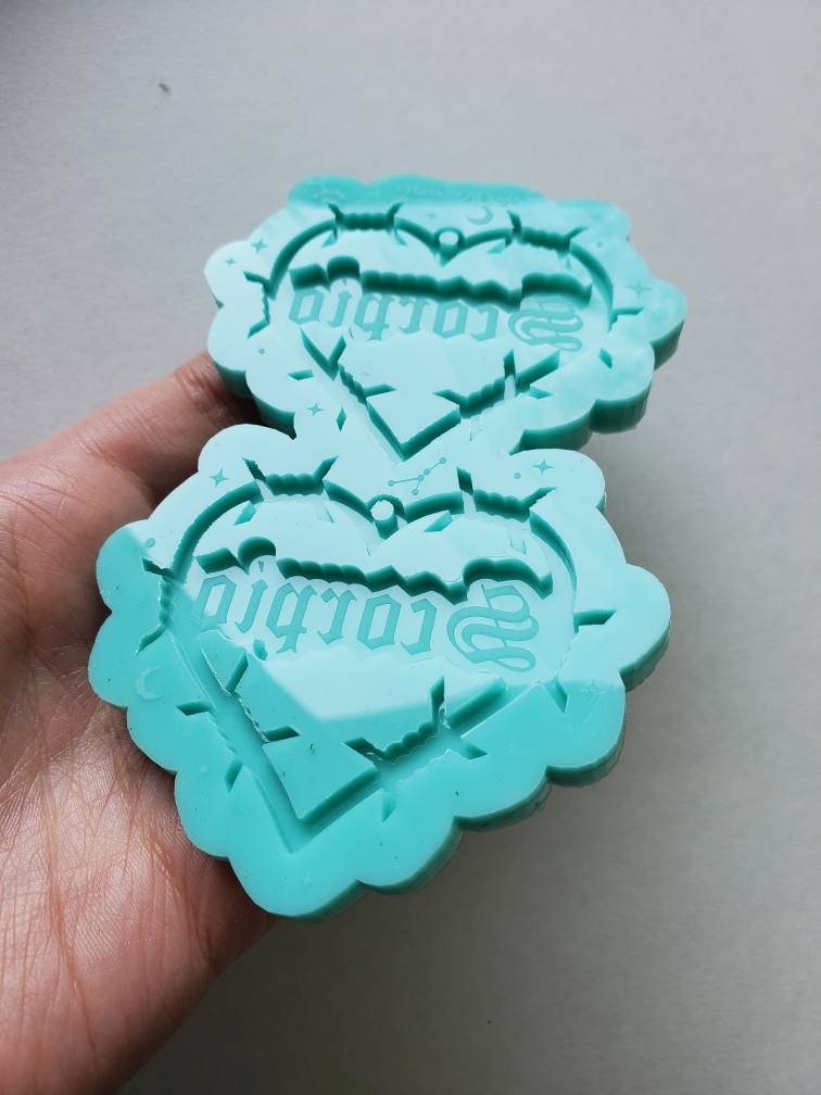 Made to order - Scorpio Barbed Heart earring silicone mold -shiny silicone mold