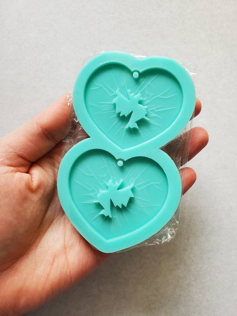 Made to order - Cracked Heart Earring shiny silicone mold