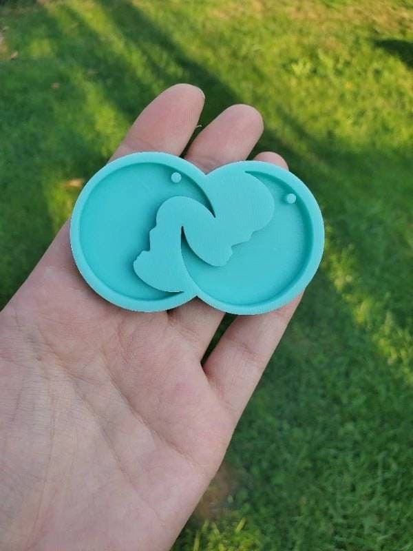 Made to order- Shiny Face moon earring mold -2 size available
