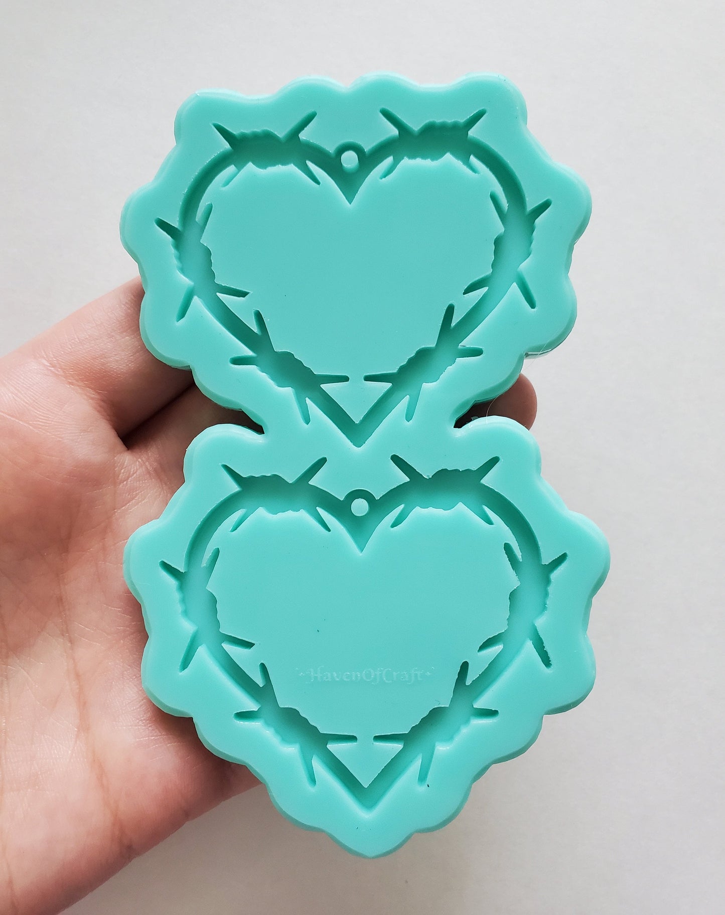 Made to order -Shiny Barb Wire heart earring silicone mold -made from acrylic Blank