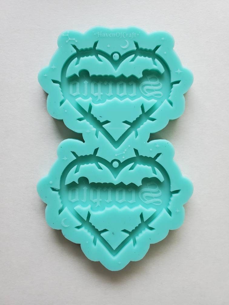 Made to order - Scorpio Barbed Heart earring silicone mold -shiny silicone mold