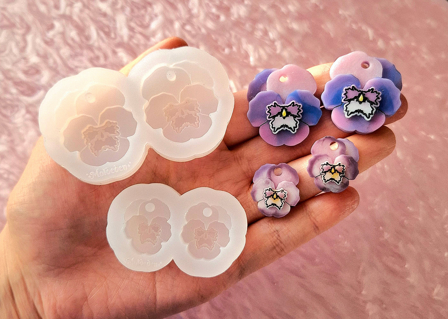 Earring Mold | Pansy Flowers - 2 Different Size To Choose From - Silicone Mold - Clear mold for UV resin available - Made to order