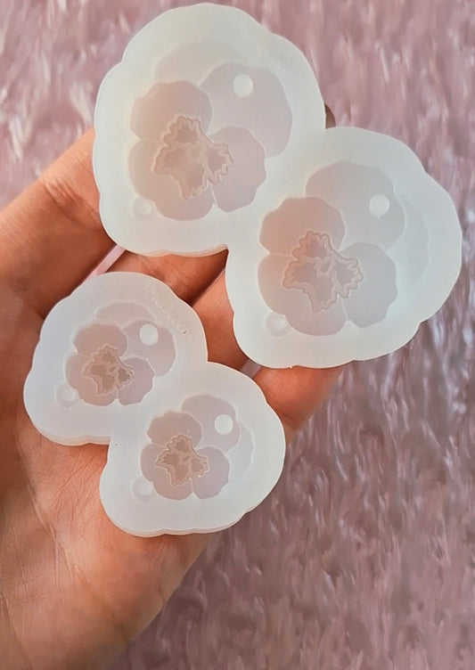 Earring Mold | Pansy Flowers / With loop at the bottom - 2 Different Size To Choose From - Silicone Mold - Clear mold for UV resin available - Made to order