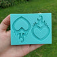 Made to order - Small/Big Heart flame shiny silicone mold