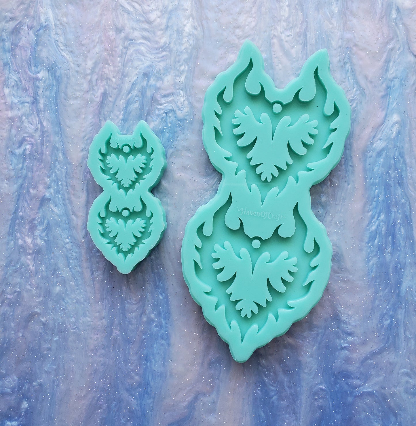 Made to Order - Flame spike heart shiny silicone earring mold