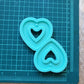 Plain Long Heart outline Earring shiny silicone mold -2 size available -Made to order