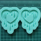 Made to order - Big Drip Heart earring mold - shiny silicone mold