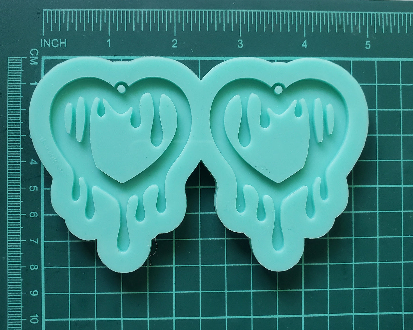 Made to order - Big Drip Heart earring mold - shiny silicone mold