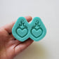 Made to order - Small/Big Heart flame shiny silicone mold