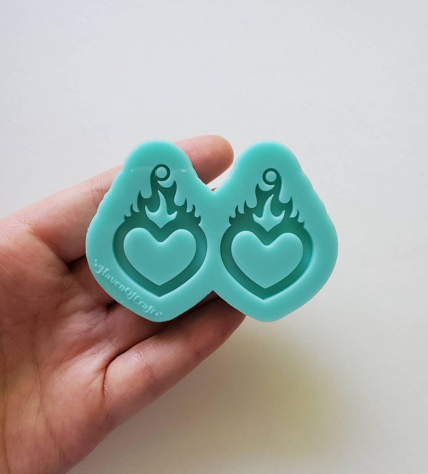 Made to order - Small/Big Heart flame shiny silicone mold