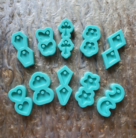 Pre-domed Small Earring Molds - Perfect for hoop earrings - 10 shapes to choose from - clear silicone for UV resin available