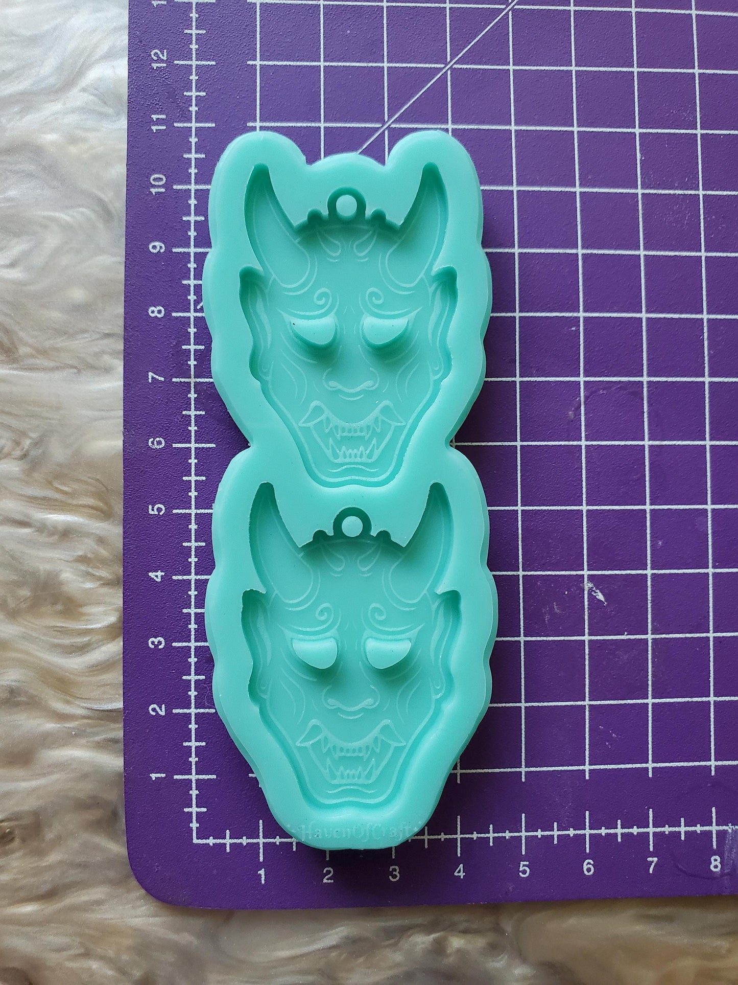 Oni Mask Earring Mold -Made to order -Shiny silicone mold