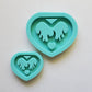 Made to Order - Flame Heart Tsurikawa Mold 2 sizes - Made with Acrylic Blank, shiny silicone mold