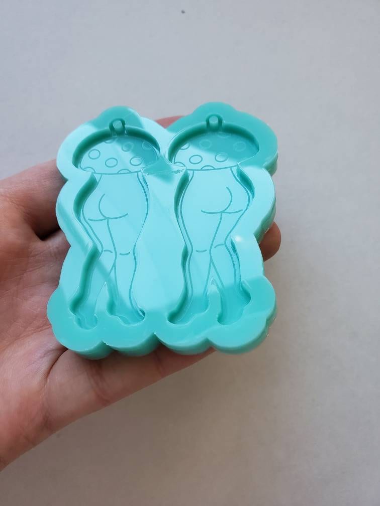 Made to Order - Curvy mushroom girl Shiny Silicone Earring Mold- Made with Acrylic Blanks