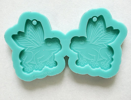 Made to order - Frog With Wings earring mold - shiny silicone mold