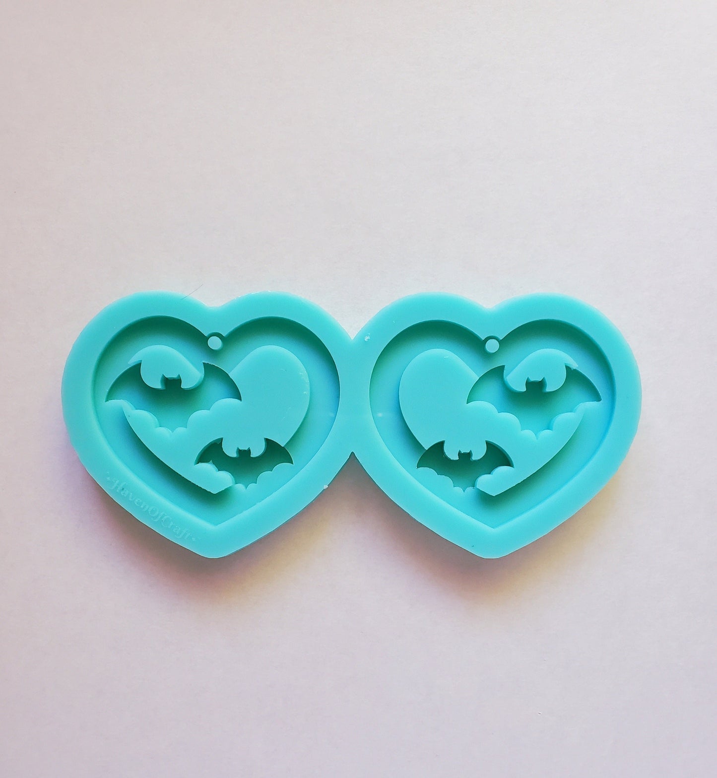 Made to order - Heart bat shiny earring silicone mold - made with acrylic blank