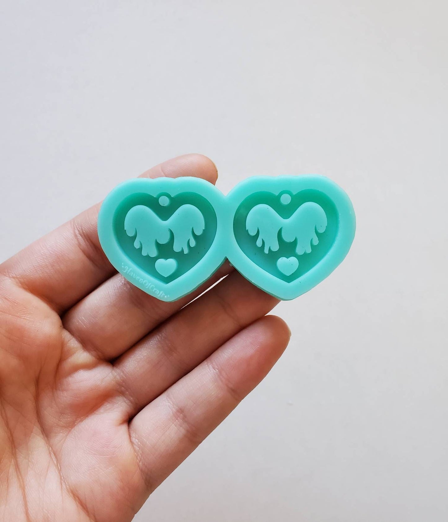 Made to Order - Flame Heart Earrings Mold - shiny silicone mold - 2 size available