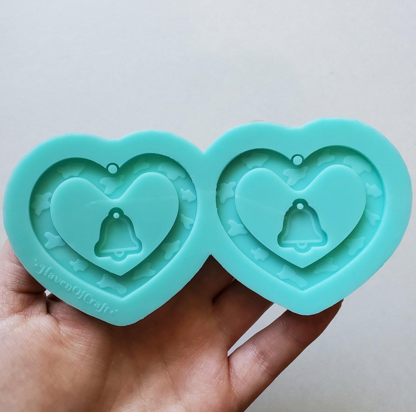 Made to Order - Cow Print Heart Earring Mold - Shiny silicone mold