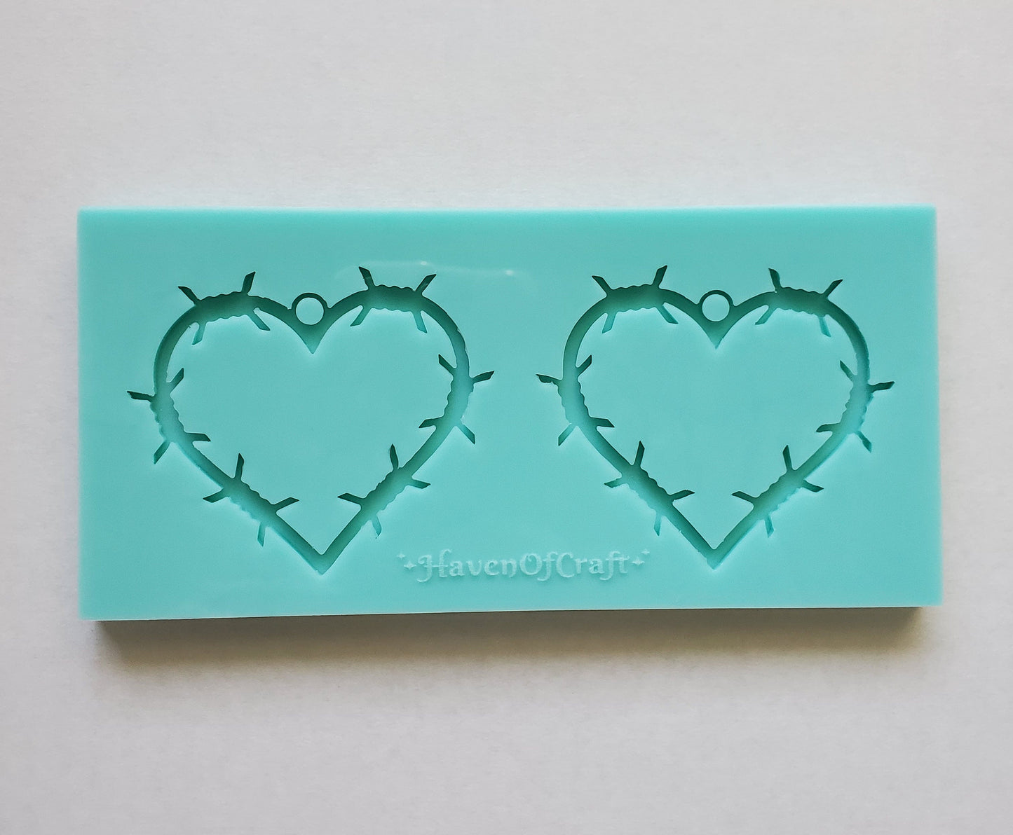 Made to Order - Barbed Wire Heart Earring shiny silicone mold - 2 sizes available