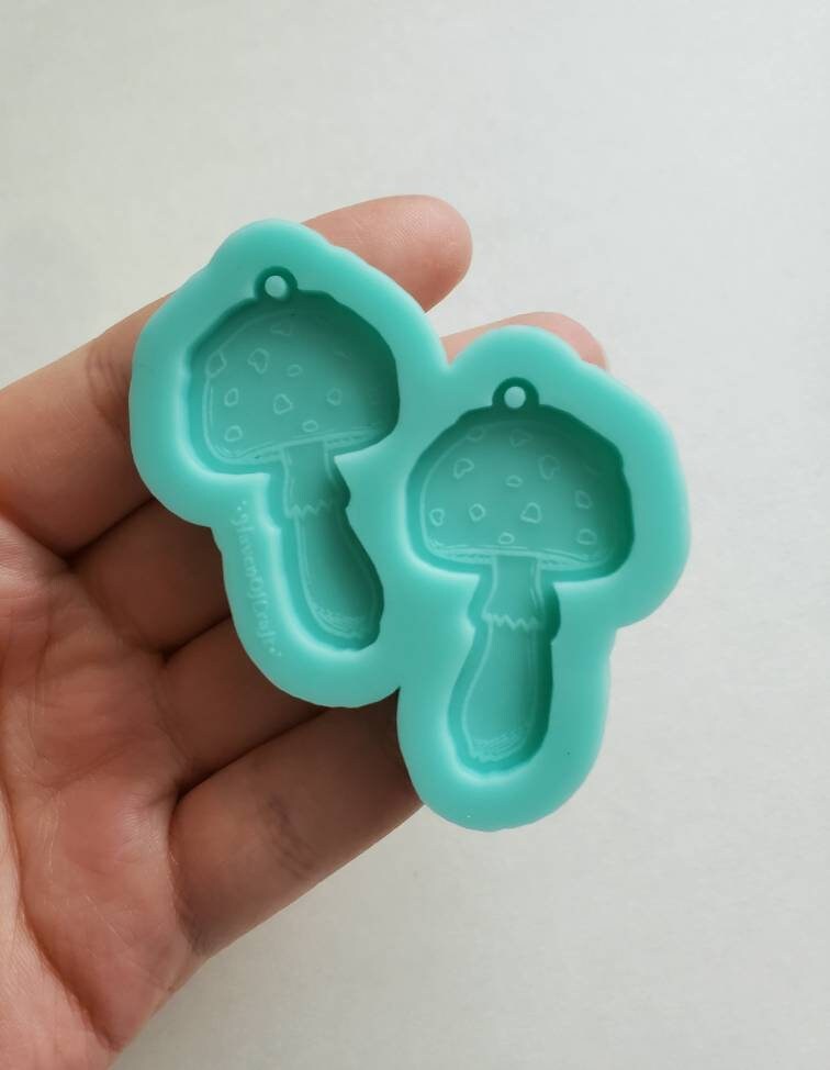 Made to Order - Cute small mushrooms shiny silicone earring mold