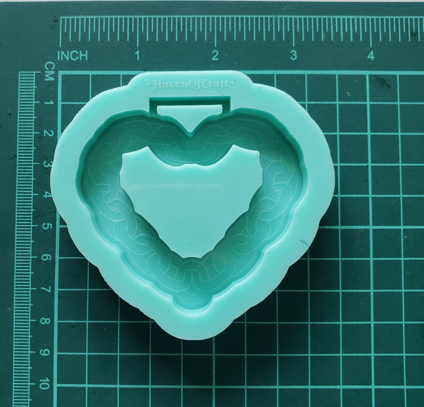 Made to Order - Chain Heart Tsurikawa Mold 2 sizes - Made with Acrylic Blank, shiny silicone mold