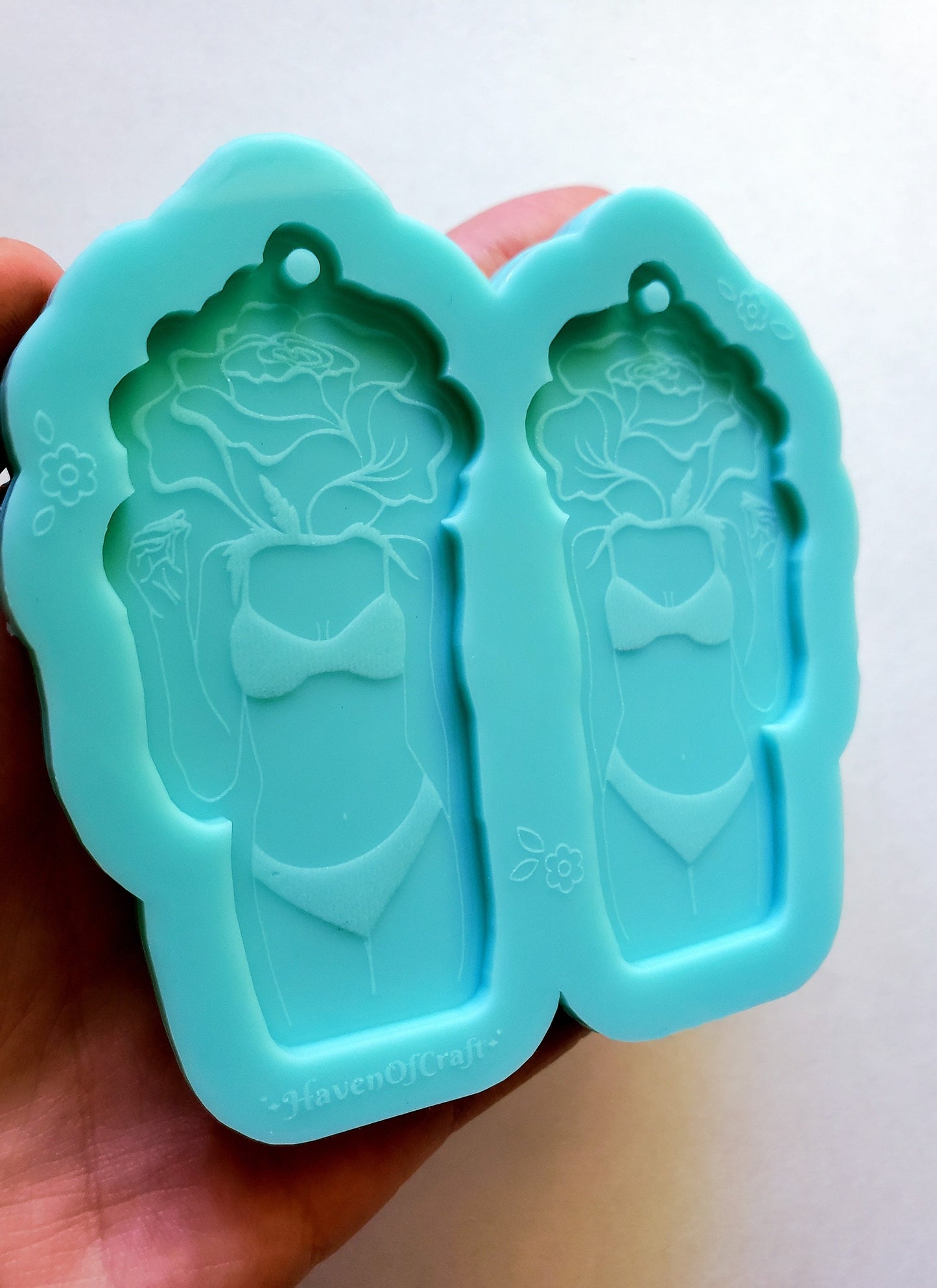 Made to Order - Body positivity floral woman Shiny Silicone Earring Mold- Made with Acrylic Blanks