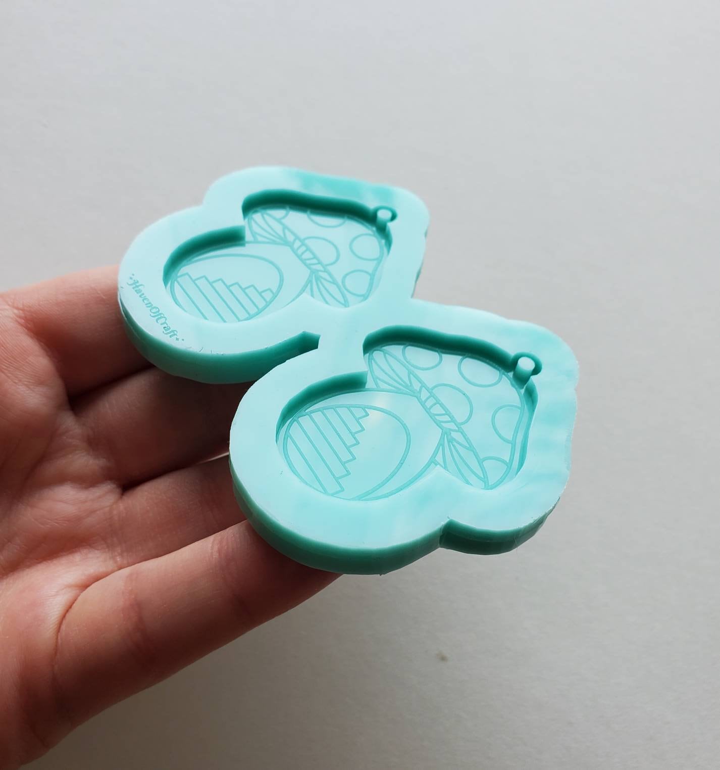 Made to order - Mushroom Home shiny earring silicone mold - made with acrylic blank