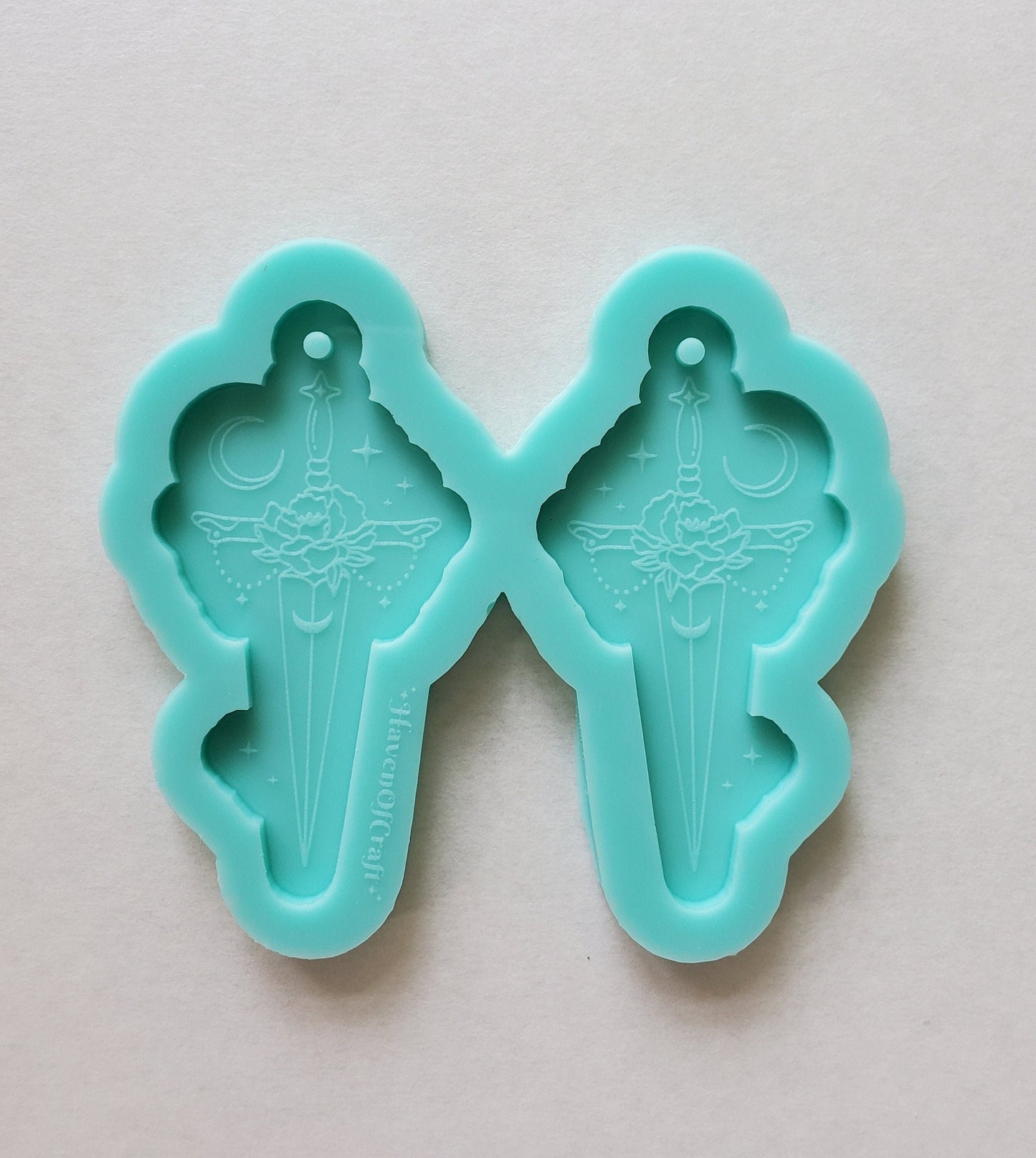 Made to Order - Moon Flower Abstract Sword Shiny Silicone Earring Mold- Made with Acrylic Blanks