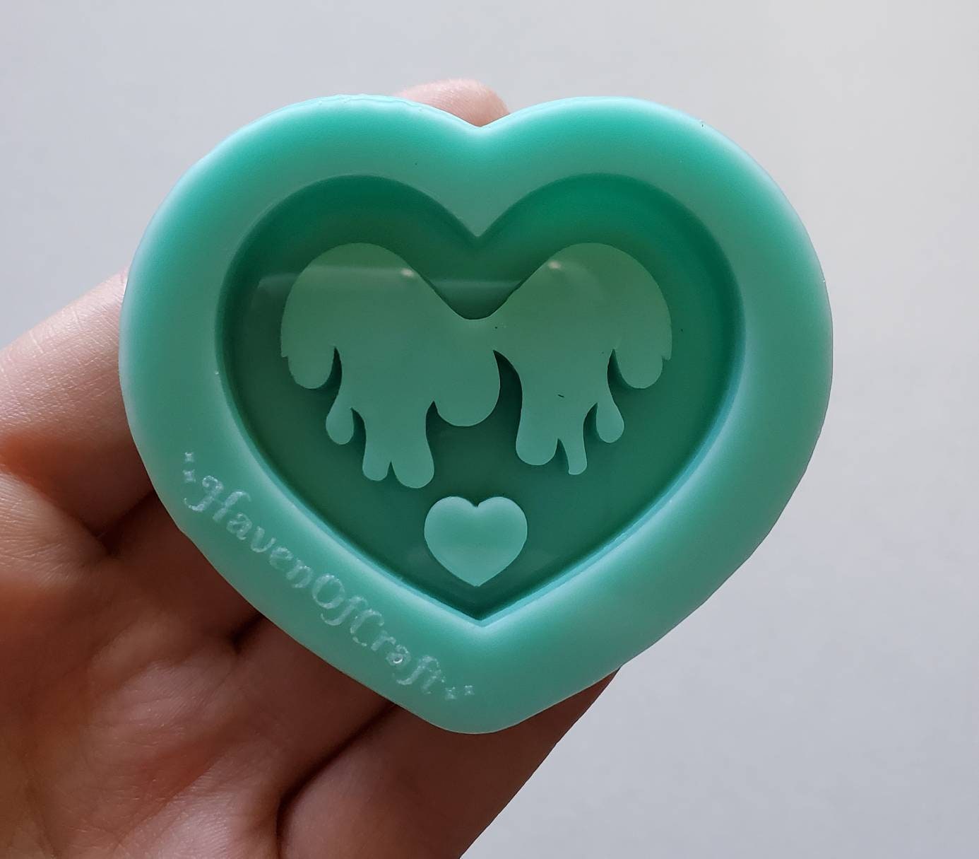 Made to Order - Flame Heart Shaker Mold 2 Sizes - shiny silicone mold