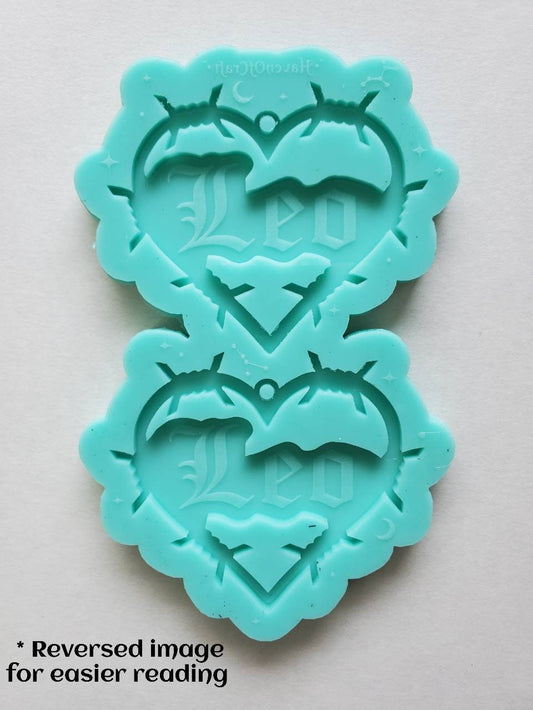 Made to order -  Leo Barbed Heart earring silicone mold -shiny silicone mold