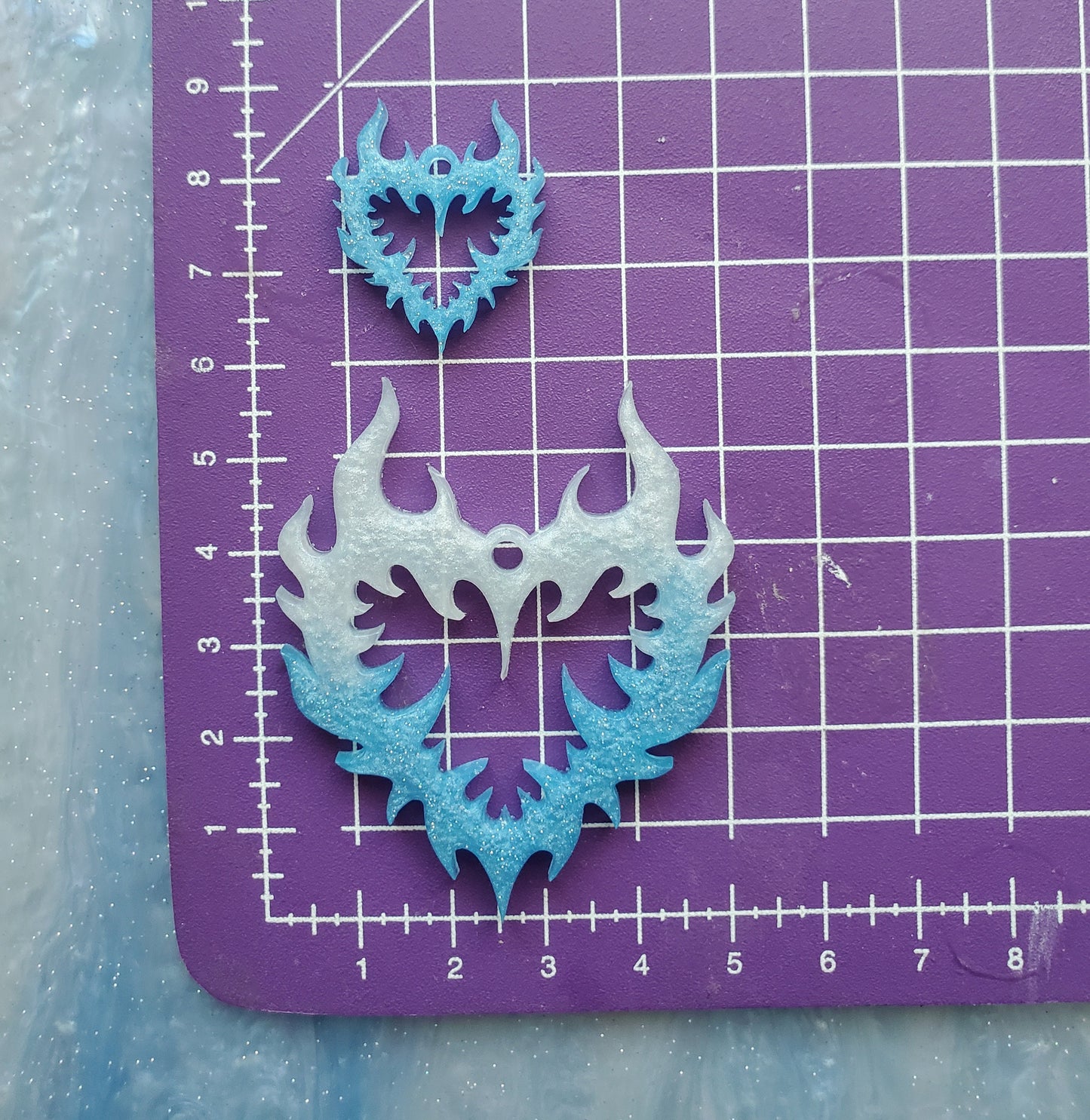 Made to Order - Flame spike heart shiny silicone earring mold