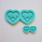 Made to Order - Flame Heart Earrings Mold - shiny silicone mold - 2 size available