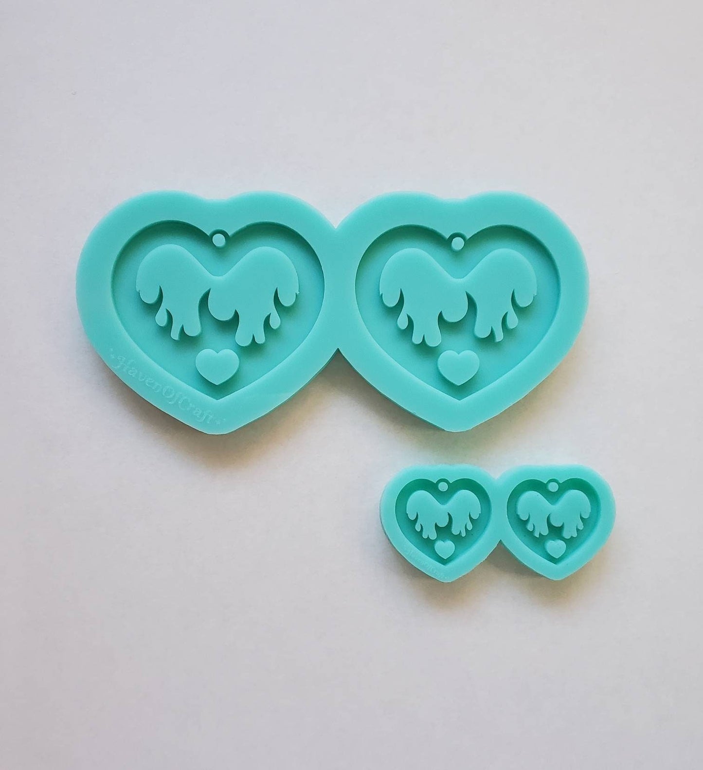 Made to Order - Flame Heart Earrings Mold - shiny silicone mold - 2 size available