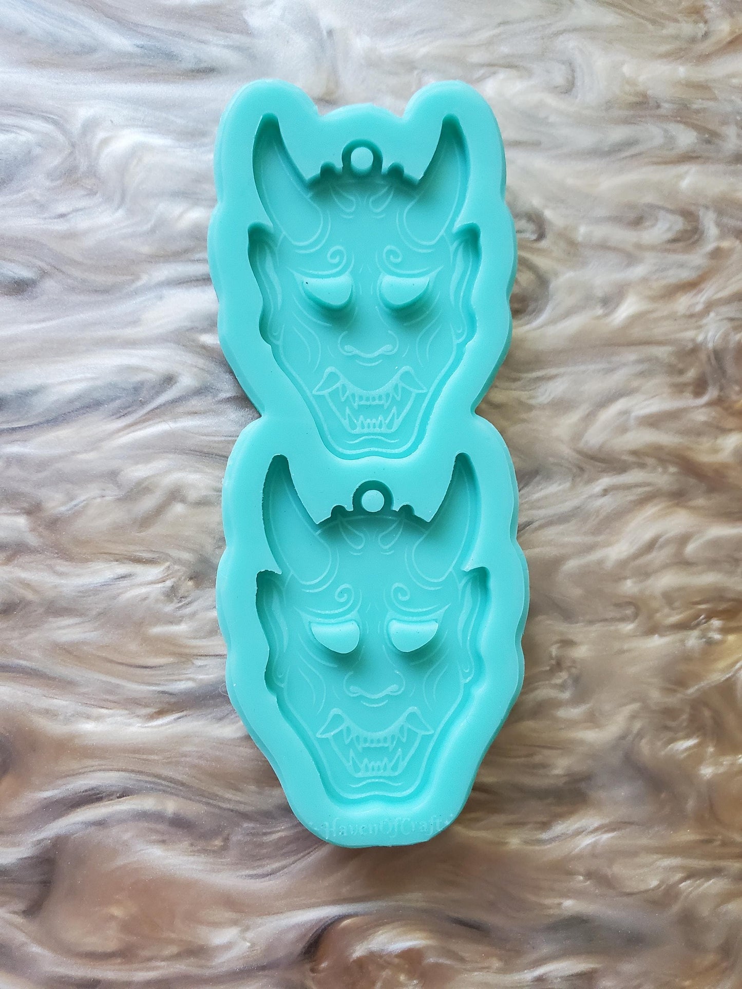 Oni Mask Earring Mold -Made to order -Shiny silicone mold