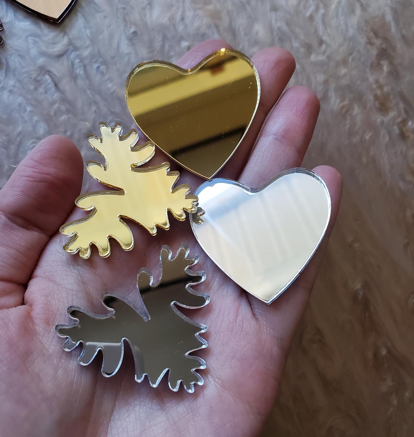 Flaming Heart or Horn Mirror Keychain/ 4 colors of mirror to choose from/ 2 Mold style to choose from -Made to order