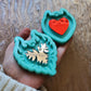 Flaming Heart or Horn Mirror Keychain/ 4 colors of mirror to choose from/ 2 Mold style to choose from -Made to order