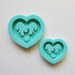 Made to Order - Flame Heart Shaker Mold 2 Sizes - shiny silicone mold