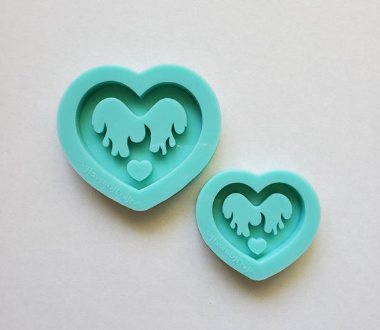 Made to Order - Flame Heart Shaker Mold 2 Sizes - shiny silicone mold