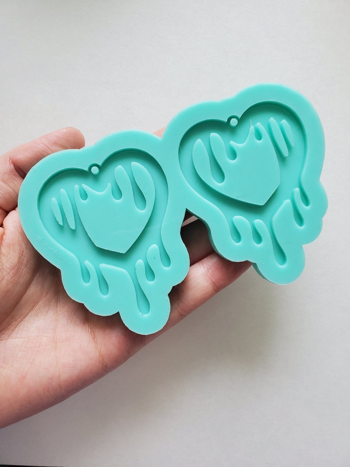 Made to order - Big Drip Heart earring mold - shiny silicone mold