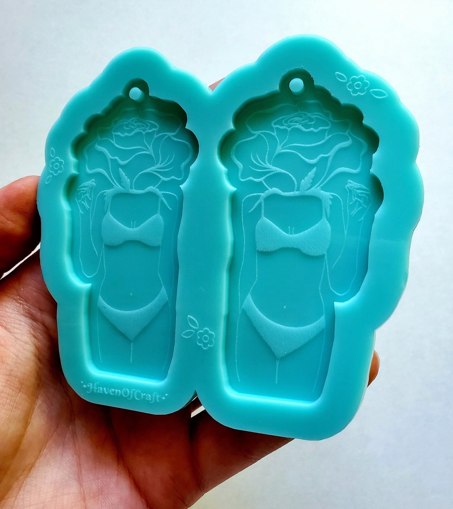 Made to Order - Body positivity floral woman Shiny Silicone Earring Mold- Made with Acrylic Blanks