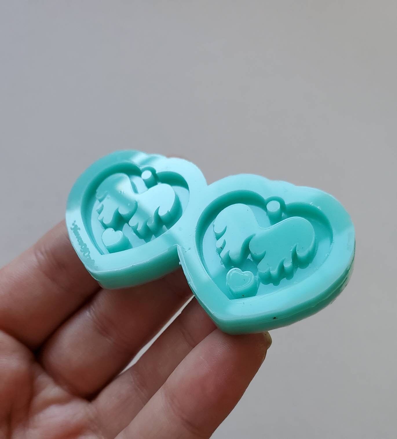 Made to Order - Flame Heart Earrings Mold - shiny silicone mold - 2 size available