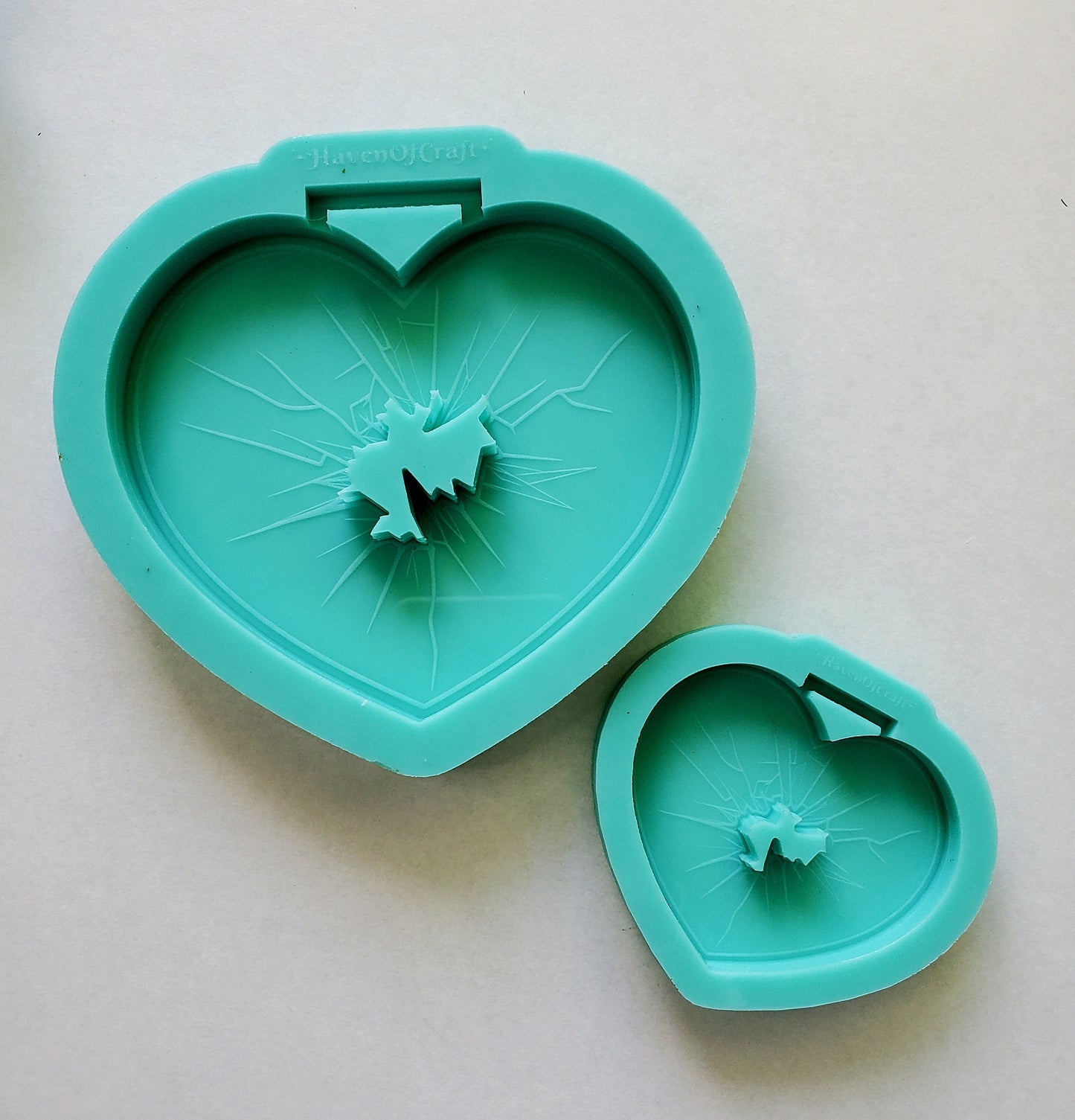 Made to Order - Broken Glass Heart Tsurikawa Silicone Mold 2 sizes - Made with Acrylic Blanks