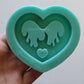 Made to Order - Flame Heart Shaker Mold 2 Sizes - shiny silicone mold